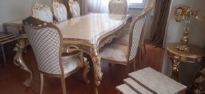 Kare fiskos masa modelleri 11 Oymalı klasik lake cilalı yemek masası